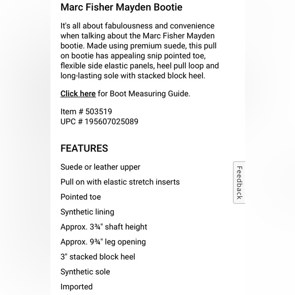 MARC FISHER ‘MAYDEN’ SUEDE BOOTS BOOTIES SZ 8 - Picture 7 of 7